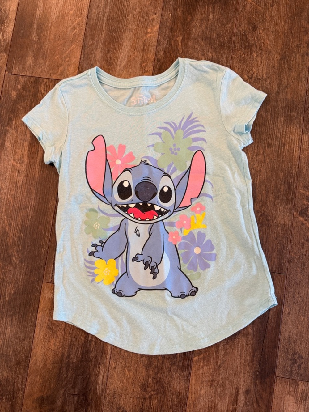 Disney Light Blue Girls' Stitch Floral Graphic Tee